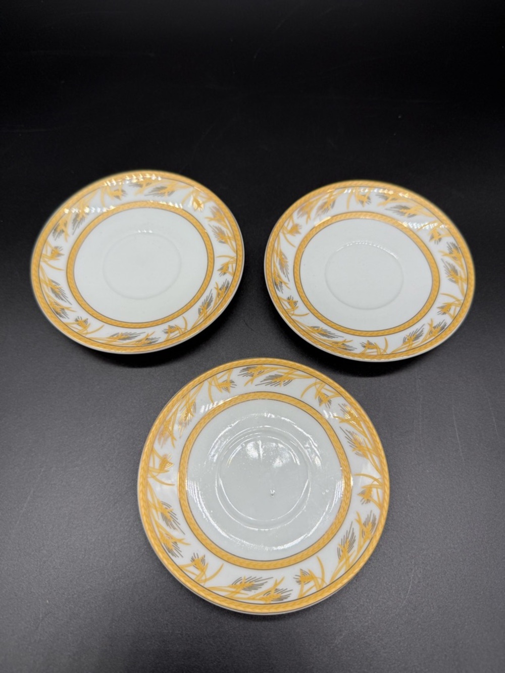 Vintage Butter Pats from Nagoya Japan - Porcelain Gold Leaf Accent 24k Gold